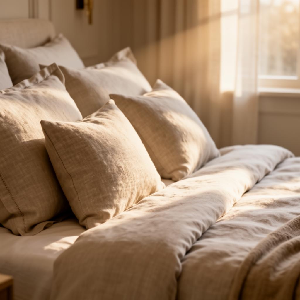 Sunlit detail of a beautifully styled vacation rental bedroom